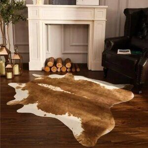 Premium Cowhide Rug 4.6x5.2ft AreaRug Traditional Animal Rug Stylish Bedroom Rug